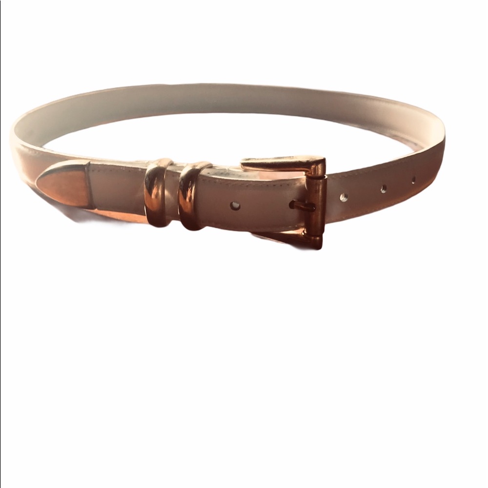 White with Gold Leather Belt M